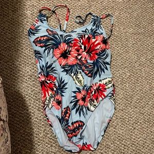 Floral blue one piece